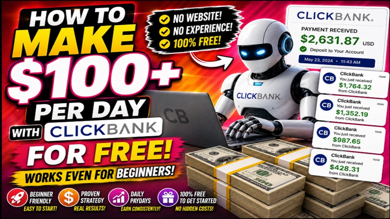 How To Make $100 Per Day With Clickbank For FREE  (Beginners Step By Step Tutorial)